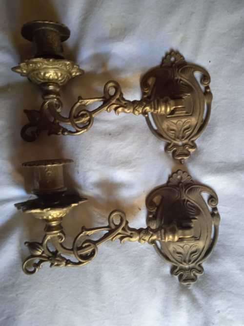 Pair Of Gorgeous Art Nouveau Brass Candlesticks For Piano