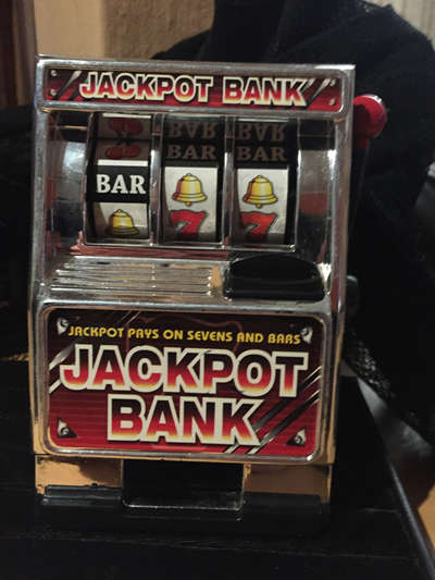 Childs Vintage Casino Machine style Jackpot bank piggy bank