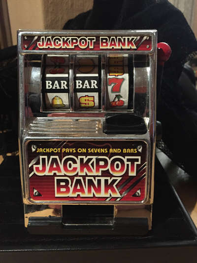 Childs Vintage Casino Machine style Jackpot bank piggy bank