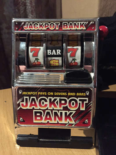 Childs Vintage Casino Machine style Jackpot bank piggy bank