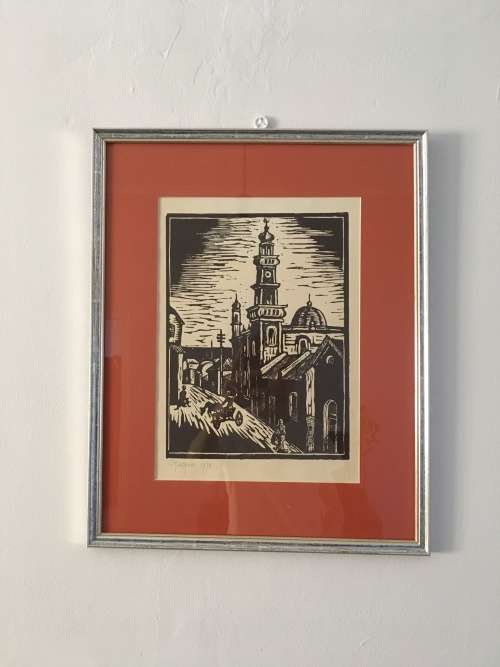 Gregoire Boonzaier- Mosque in District Six Linocut