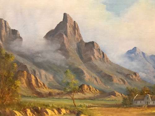 K J FOURE - Cape Homestead - Oil on Board