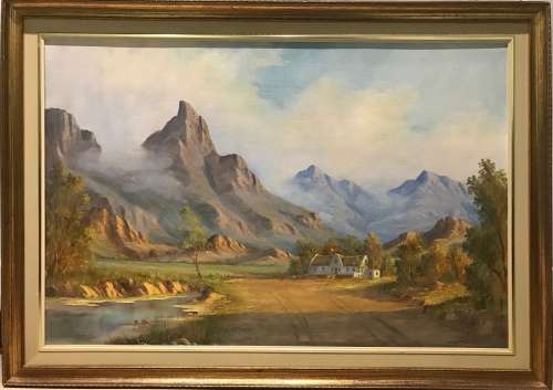 K J FOURE - Cape Homestead - Oil on Board