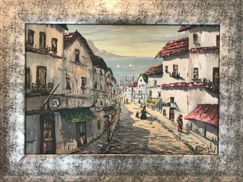Hansie Potgiter - oil on Board - Coastal Village