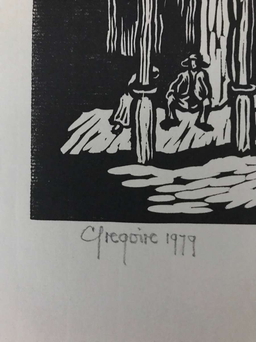 Gregoire Boonzaier - District Six Street Scene Linocut