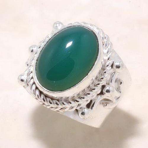 LOVELY GREEN CHACLCEDONY SILVER RING