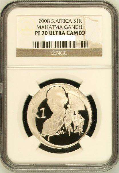 2008 Gandhi Protea Silver NGC Graded PF70 Ultra Cameo