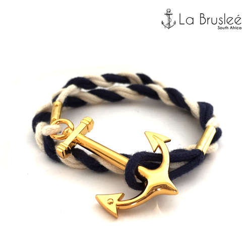 Gold Anchor Wrap Bracelet by La Bruslee'