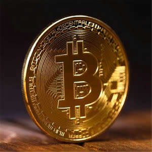 BITCOIN!! Gold Plated Physical Bitcoin in protective acrylic case.**LOCAL STOCK**