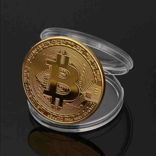 BITCOIN!! Gold Plated Physical Bitcoin in protective acrylic case.**LOCAL STOCK**