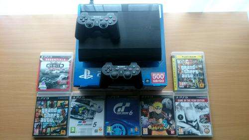 PS3 (Super slim 500gb) + 2 Controls + 7 Awesome Games
