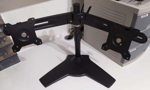 Aavara Dual Monitor Desk Stand - holds two 24` LCD/LED Monitors (as new)