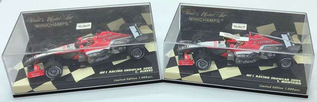 **RARE UNIQUE SET** 1/43 Minichamps MF1 Racing Showcars 2006 C. Albers & T. Monteiro - LE of 1008