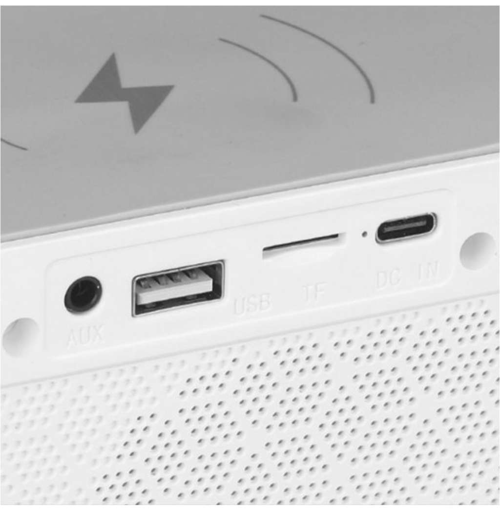 Wireless Phone Charging RGB LED Lamp & Speaker with FM Radio