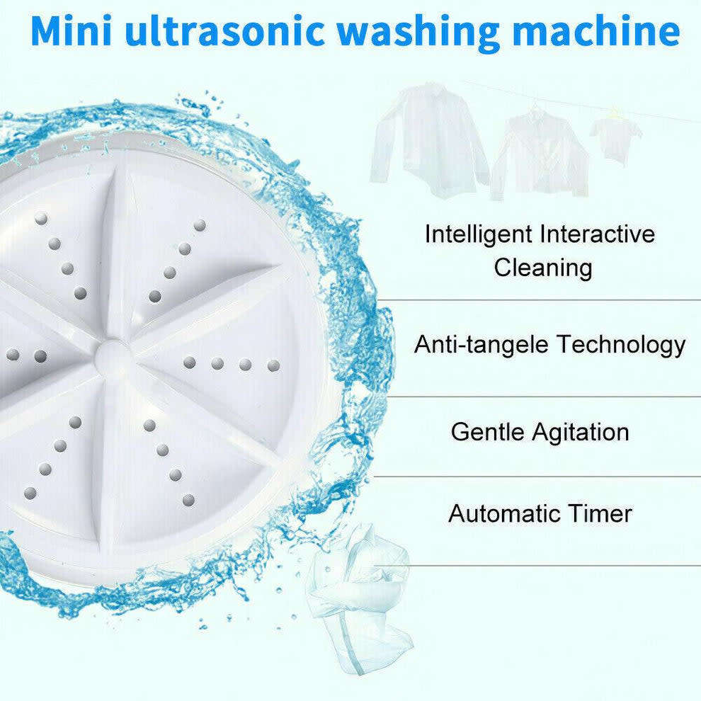 3 in1 Ultrasonic Turbine Mini Washing Machine