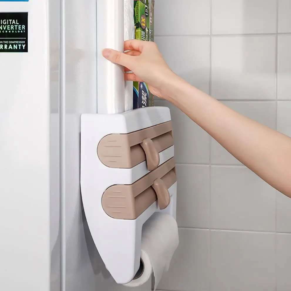 Creative kitchen shelf organiser cling film station