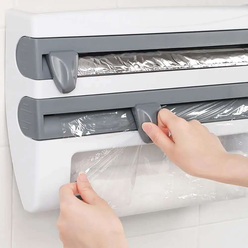 Creative kitchen shelf organiser cling film station