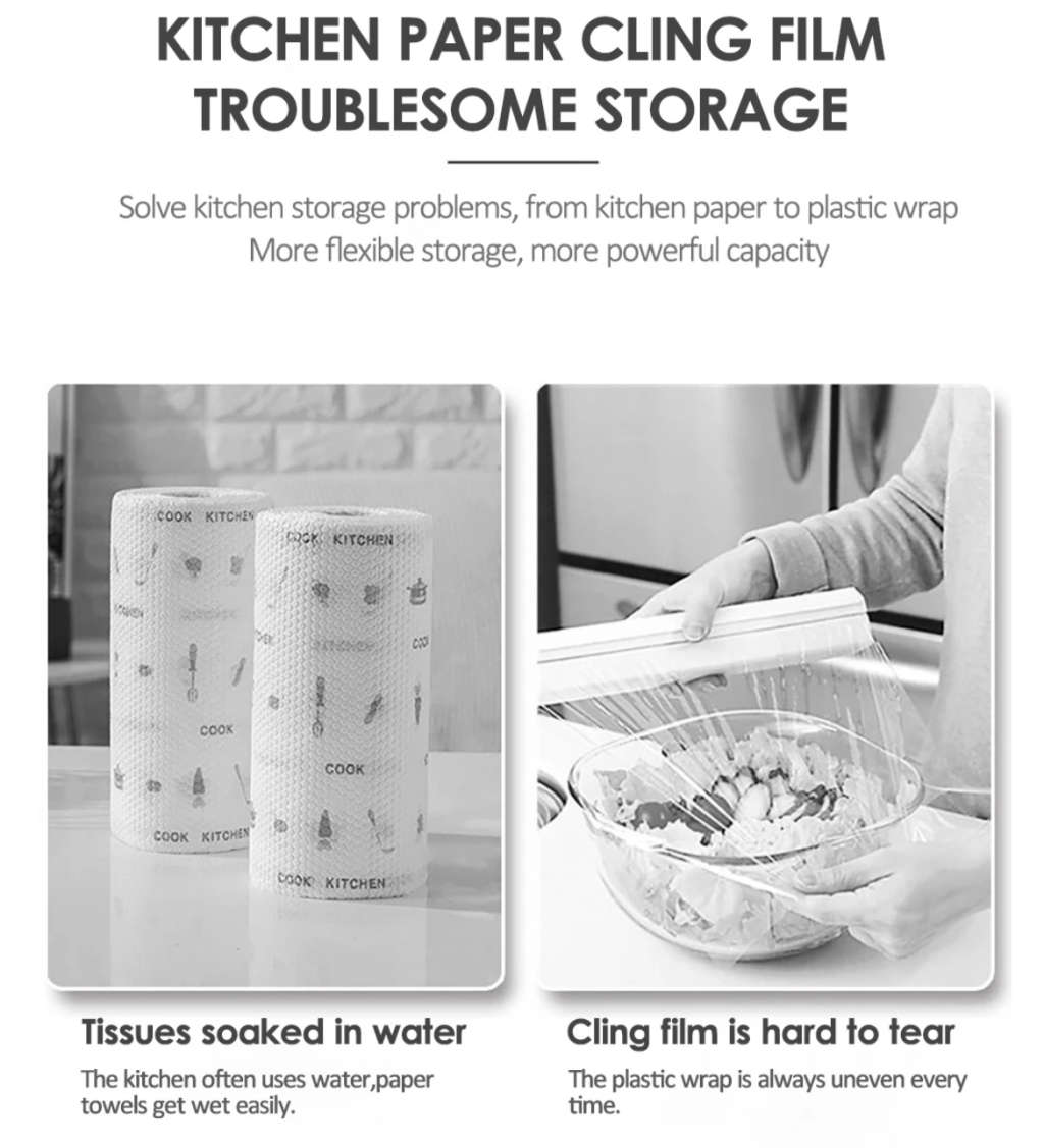 Creative kitchen shelf organiser cling film station