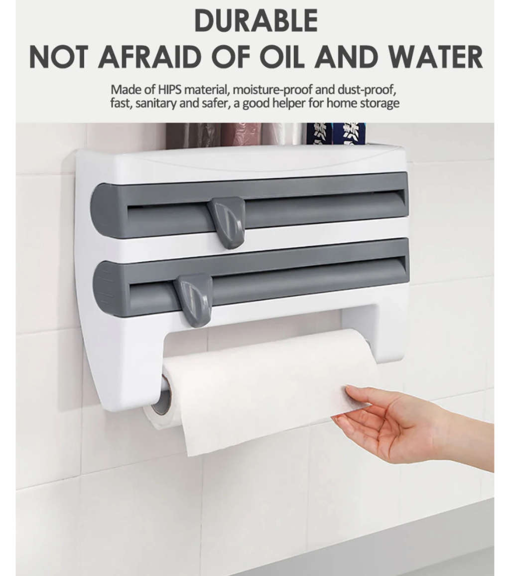 Creative kitchen shelf organiser cling film station
