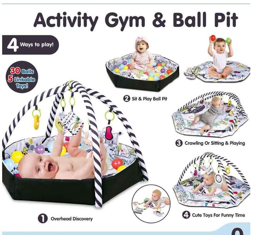 4 in 1 Baby Activity Gym Play Mat And Ball Pit