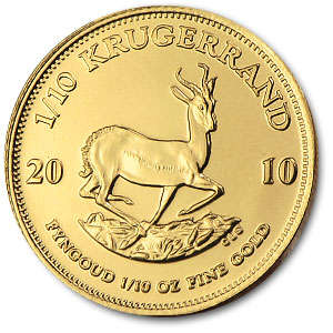 2010 Krugerrand 1/10oz 22ct Gold Coin, New and Untouched