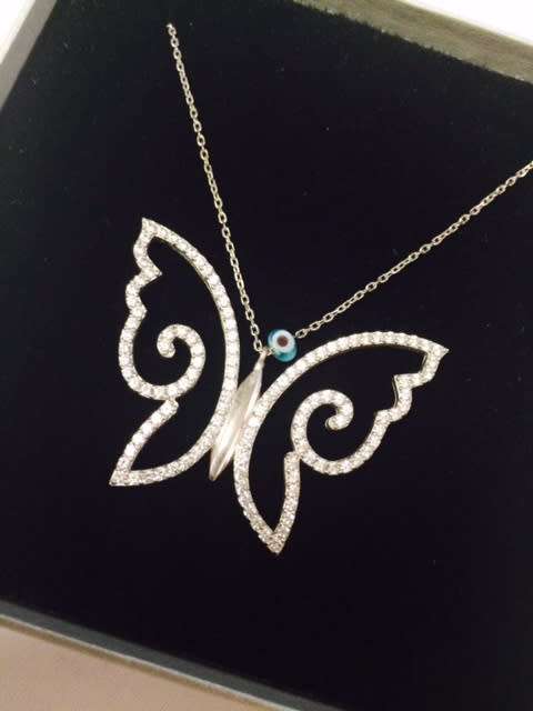 BUTTERFLY PENDANT AND NECKLACE - STERLING SILVER -  JEWELLERY