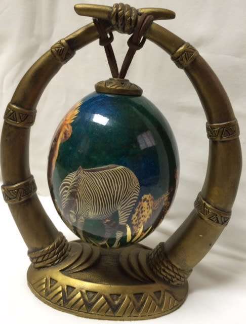 ANIMAL KINGDOM - OSTRICH EGG AND STAND - ORNAMENTS - DECOR