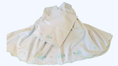 LINEN - BABY - FLAT SHEET - EMBROIDED FLAT SHEET AND PILLOW CASE