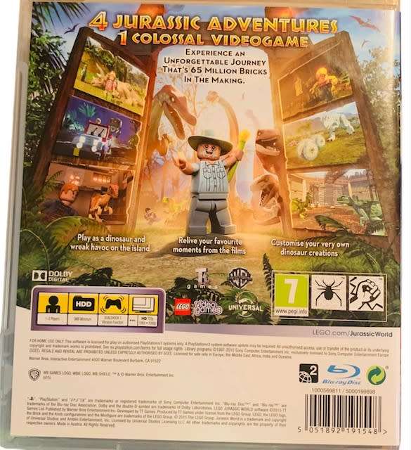 LEGO JURASSIC WORLD - PLAYSTATION 3 - GAMING - PRE OWNED - GAMES