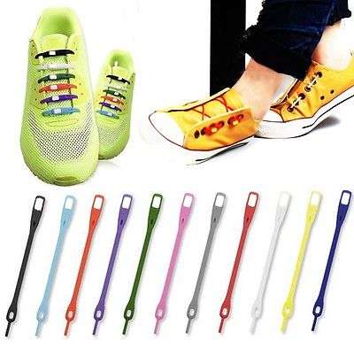 Fashion 6Pcs Unisex Creative No-Tie Slip-On Silicone Elastic Shoelaces Laces