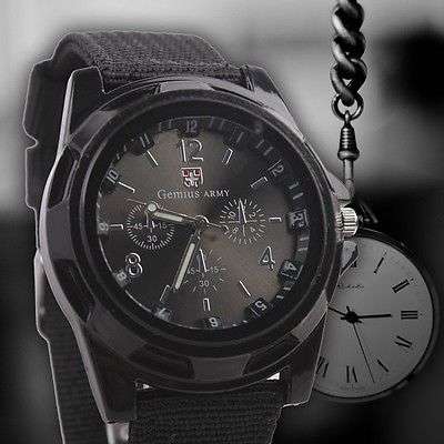 Military Army Sport Style Wristwatch Canvas Belt