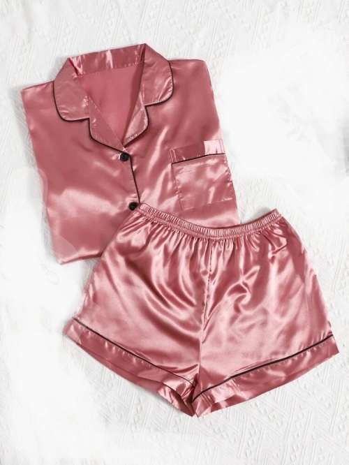 Satin Pink Pyjama Set
