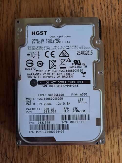 EMC 005050924 600GB 15K SAS 3.5in 6G VNX Hard Drive Disk