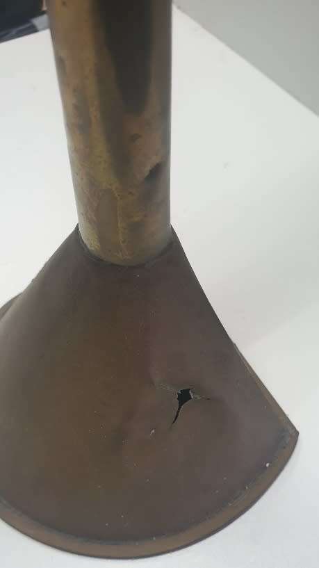 Antique Dutch Brass wall mounted Snotneus Oil lamp 19th Century