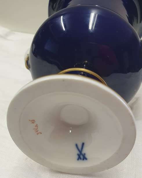 Vintage Meissen Porcelain Urn Vase Cobalt Blue