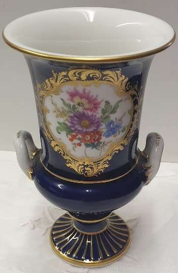 Vintage Meissen Porcelain Urn Vase Cobalt Blue
