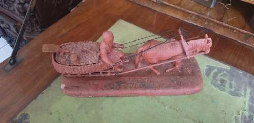 Pre 1917 Metal Russian Cossack on a Troika Sled.