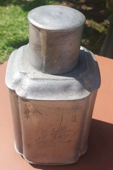 1900 - 1940 Antique Chinese Pewter Tea Caddy