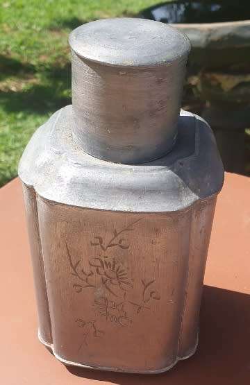 1900 - 1940 Antique Chinese Pewter Tea Caddy
