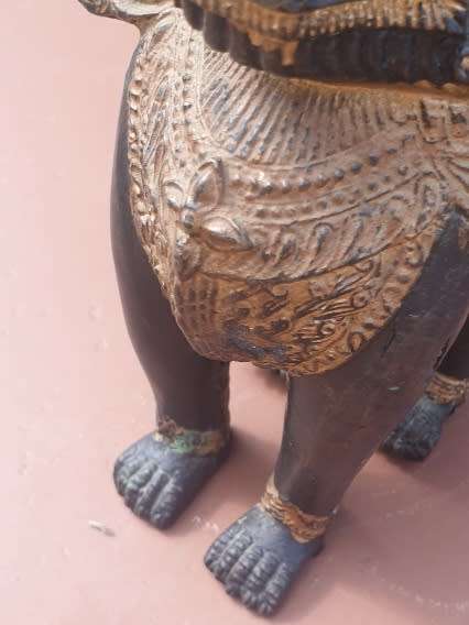 Vintage Burmese Bronze Figurine of Singha Foo Dog.