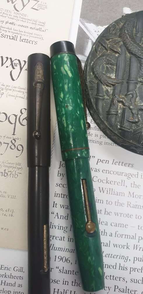 2 VINTAGE LEVER FILLED FOUNTAIN PENS. PLEASE READ DESCRIPTION!!!!!