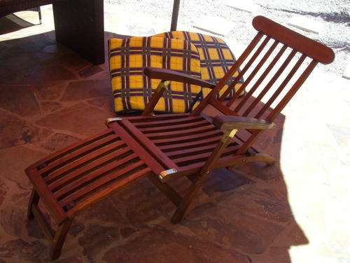 DECK CHAIR - 10 position adjustable - Hardwood - Outdoor + seat cushion