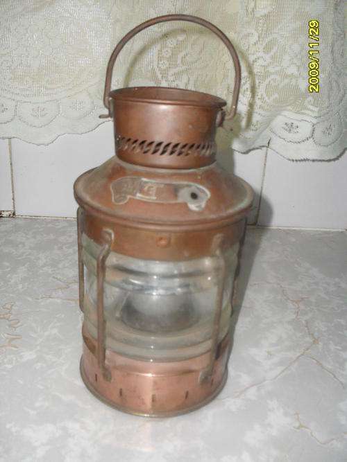 OLD SHIPS LAMP, USED AS CANDLE HOLDER