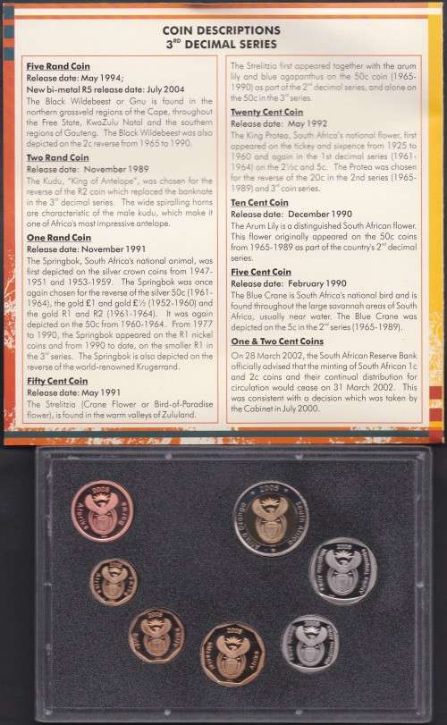 # 2005 SOUTH AFRICAN PROOF COIN SET AS ISSUED BY SA MINT #