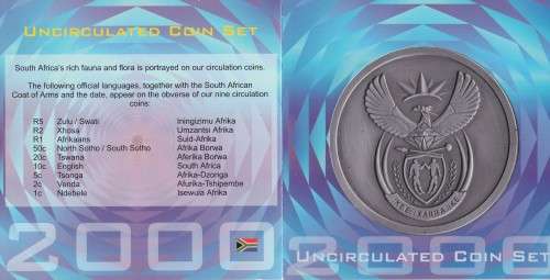 # 2000 SOUTH AFRICAN UNCIRCULATED COIN SET AS ISSUED BY SA MINT #