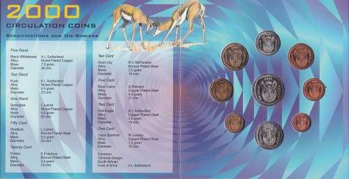 # 2000 SOUTH AFRICAN UNCIRCULATED COIN SET AS ISSUED BY SA MINT #