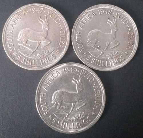 # 5 SHILLINGS - 1947, 1948 & 1949 - 3 x 5 SHILLINGS SILVER COINS (Bid per Coin to Take All) #
