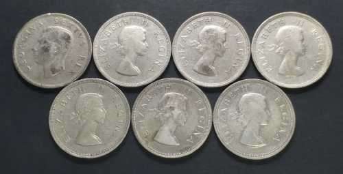 # 2.5 SHILLINGS - 1952, 53, 54, 55, 56, 57 & 58 - 7 x 2.5 SHILLINGS SILVER COINS (Bid per Coin) #