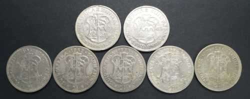 # 2 SHILLINGS - 1928, 43, 51, 52, 53, 54 & 58 - 7 x 2 SHILLINGS SILVER COINS (Bid per Coin) #