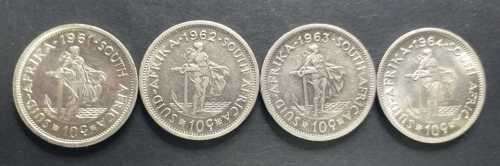 # 10c - 1961, 62, 63 & 64 - 4 x 10c SILVER COINS (Bid per Coin) #
